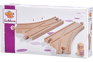 Eichhorn Ferrocarril 100006401 Juego de 2 Piezas, Madera de Haya certificada FSC, se Puede Instalar con Otros Sistemas ferroviarios