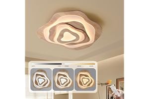 YYUTLUO Plafonnier LED En Bois, Nuages Ø80cm 65W=5500lm, Plafonnier Pour Chambre D'Enfant Intensité Variable 3000K-6000K, Abat-Jour En Acrylique Léger En Forme De Cœur, Plafonnier Enfant Rond Moderne