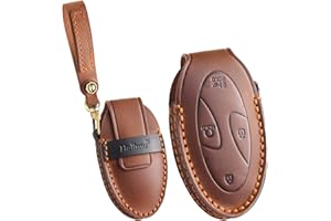 ontto Skórzane etui na kluczyki samochodowe, etui na klucze, etui ochronne na klucze, pasuje do Hyundai Ioniq 6, Azera, Grandeur, GN7, EV, SE, Santa Fe, Elantra Tucson 2023-2025, 7 przycisków, brązowe