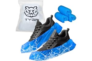 TYGA STORE 30 Pieces Disposable Shoe Covers - Plastic, Anti Slip, Dust Proof, Waterproof Overshoes - Indoor, Outdoor, Carpet, Floor, Rain, Boot, Safety, Cycling, Strong Foot Covering