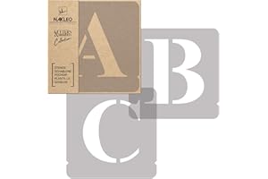 NAKLEO Plantillas de Alfabeto para Pintar Set 42 Piezas, 25cm Letras y Números Times Roman Fuente Mayúscula, Stencil Plástico y Reutilizable para Dibujar DIY Artesanía, Pared Piso Madera Tejido