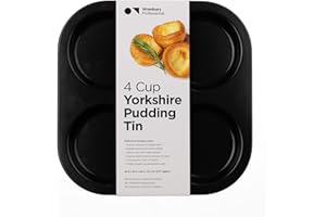 Wrenbury Teglia da 4 tazze per Yorkshire Pudding, confezione da 2, resistente, antiaderente, per Yorkshire Pudding – 10 anni di garanzia di qualità – Teglia da forno Yorkshire Puddings (set da 2)