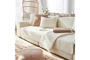 FASCINATDECO Housse Canapé 1/2/3/4 Places, Housse de Coussin de Canapé, Housse Canapé d'angle, Universelle Protege Canape, Protection Canapé, Couvre Canapé Antidérapante (Beige,70x70cm)