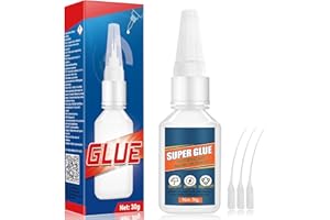 TIEPETLY 30g Superglue, Super Glue All Purpose for Accurate Repairs, Instant Strong Glue with Anti Clog Cap and Droppers, Superglue for Plastic, Metal, Glass, Wood, Ceramic and DIY (30g)
