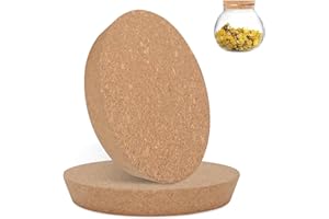 YOUNING Lot de 2 bouchons coniques en liège - En bois naturel doux - Pour bocaux en verre et céramique - 100 x 85 mm