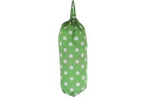 Flyingstart Polka Dot Carrier Bag Tidy Plastic Bag Storage - Green with White Spot