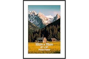 EYMPEU Marco 50x70 cm, Aluminio Negro para Cuadros de 40x60cm con Paspartú o de 50x70cm sin Paspartú, Apto para Colgar en la Pared, Ideal para Decorar Dormitorios Salones