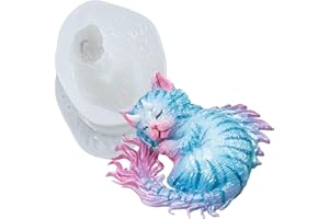 FUNSHOWCASE 3D Katze Gießform Tiere Silikonform mit Drachenhörnern für Epoxidharz Polymer Ton Seife Kerzen 7,6 cm