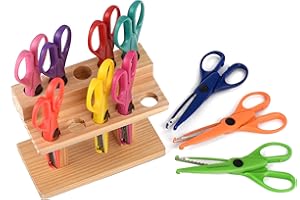 EWTSHOP Lot de 10 ciseaux jumbo DIY avec support en bois - Avec 10 modèles de couture différents