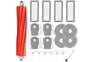 FIXBETTER Zestaw akcesoriów do Roborock Qrevo S/QRevo Pro/QRevo MaxV Robot Vacuum Cleaner Części zamienne. 1 szczotka główna, 4 filtry Hepa, 4 podkładki do mopa, 6 szczotek bocznych, 4 worki na kurz