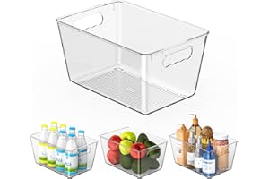 KJIXYUNG Organizer Frigorifero, Contenitori Frigo Trasparente, Organizzatore Cucina per Dispensa, Armadietti, Ripiani, Bagno - Senza BPA (4er-Pack (29x19x15CM))
