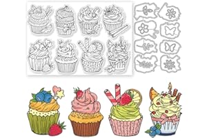 ‎GLOBLELAND GLOBLELAND Transparente Cupcake-Stempel Und Stanzformen, Cupcake-Stempel Und Präge-Stanzformen, Silikon-Stempelkarten Und Metall-Stanzformen Für Kartenherstellung Und DIY-Präge-Scrapbooking