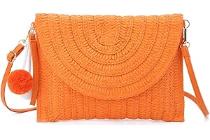 Syrads Pochette estive da donna in paglia intrecciata Borsa a tracolla in paglia Borsa da vacanza al mare