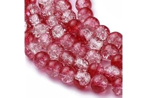 'BEAD SOMETHING DIFFERENT' 100 X 8MM Round Glass Crackle Beads for Jewellery Making - (Red and Clear)