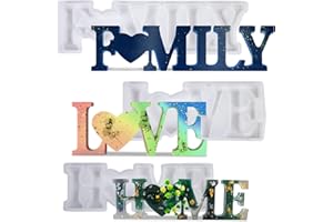Mitening 3pcs Résine Moules, Alphabet Résine Silicone Moule,Aiboria Love Home Family,Moules en Résine Époxy pour Le Bricolage,3D Acrylique Agate Résine Mold Kit pour la Décoration Table de Bricolage