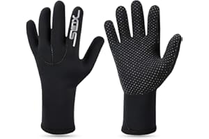 QKURT Guantes de Neopreno de Neopreno de 2 mm: Guantes de Buceo cálidos, Guantes de Buceo de Cinco Dedos para Uso en Adultos, Buceo, Surf, Kayak, Snorkel, Vela, canotaje