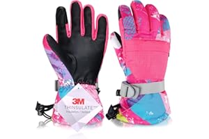 Azarxis Dziecięce rękawiczki narciarskie, zimowe, wiatroszczelne, z ciepłą podszewką polarową, termiczne, dla dzieci, chłopców, dziewcząt, snowboardu, jazdy na sankach, jazdy na rowerze, jazdy na