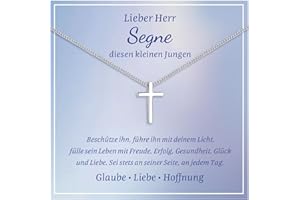 FLHEART Kommunion Geschenke für Mädchen Kreuz Kette - Echt Silber Halskette mit Kreuz Anhänger, Kreuzkette 925 Sterling Silber Tauf Firmung Geburt ErstKommunion Konfirmation Taufgeschenk für Mädchen Jungen