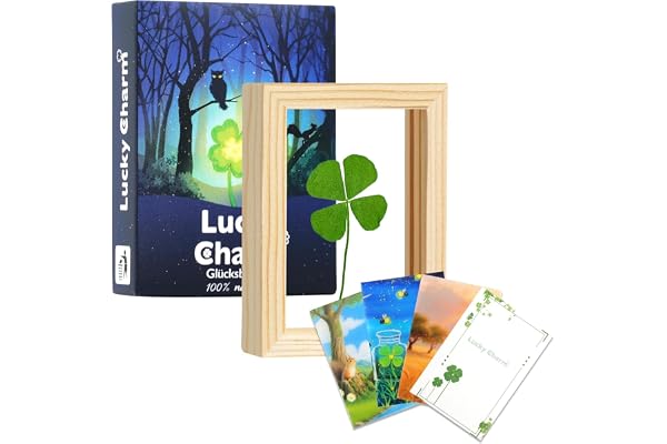 Macamolly Véritable trèfle à quatre feuilles porte-bonheur dans un cadre en bois massif - Cadeau de motivation pour les femmes pour la rentrée des classes, un examen d'anniversaire, 3 papiers peints