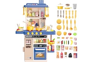 deAO Cuisine pour Enfants My Little Chef avec Sons, Lumières et Vapeur, Incluant 50 Accessoires : Vaisselle, Aliments, évier, Four et Plaques de Cuisson, Convient aux Enfants de 1 à 3 Ans, Cadeau