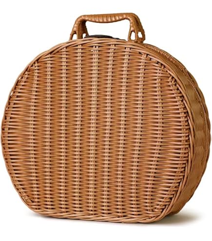 Valise En Rotin Artificiel - Panier De Pique-Nique Avec Poignée - Rangement Déco
