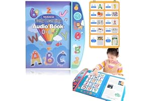 COMFORSO Interactive Sensory Busy Book with Sounds,Alphabet and Numbers Learning Toy for Toddlers 2-6 Years,Learn Activity Book with Touchpoints,Sensory Educational Birthday Gift for Preschoolers (Blue)