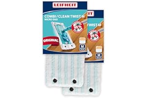 Leifheit Lot de 2 housses Clean Twist/Combi M micro duo, housse de rechange en microfibres pour balai à plat Combi, housse absorbante pour balai serpillère