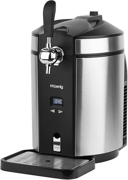 H.Koenig Bierzapfanlage BW1880 - kompatibel mit Allen 5L Universal-Edelstahl-Druckfässern - integrierte Kühlung, Temperatur einstellbar zwischen 2°C und 12°C - 65 W - rutschfeste Füße - 1