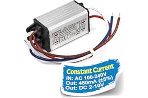 Chanzon LED Driver 450mA (Constant Current Output) 2V-10V (Input 85-277V AC-DC) (1-3)x2W IP67 Waterproof Power Supply 450 mA Lighting Transformer Drivers for High Power COB Light Lamp Bulb (Aluminium)