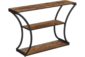 VASAGLE Tavolo consolle, tavolo d'ingresso, gambe curve, piano del tavolo allungato, per soggiorno, corridoio, camera da letto, stile industriale, marrone rustico e nero LNT089B01