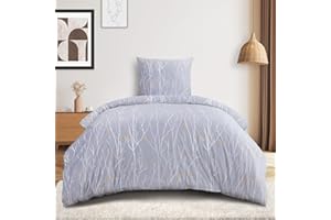 PanxHome Funda Nordica Cama 135x200cm, 2 Piezas Edredon Cama, Cálido y Acogedor para el Tiempo Frío, Funda Edredon Cama de Plumón Cristal, 1 Ropa de Cama y 1 Funda de Almohada 80x80cm, Gris Ramita