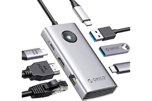 Stacja dokująca, ORICO 6 w 1 koncentrator USB C z 4K HDMI, 2.5G Ethernet, PD 100 W, 2 porty USB-A 3.0, 1 port USB-C 3.0, 5 Gbit/s, adapter USB C Multiport do Windows Mac