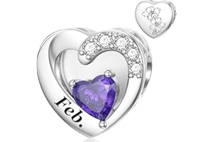 SEVENWELL Geburtsstein Charm für Pandora Charm 925 Sterling Silber Monat Blume Geburtstag Bead Charm