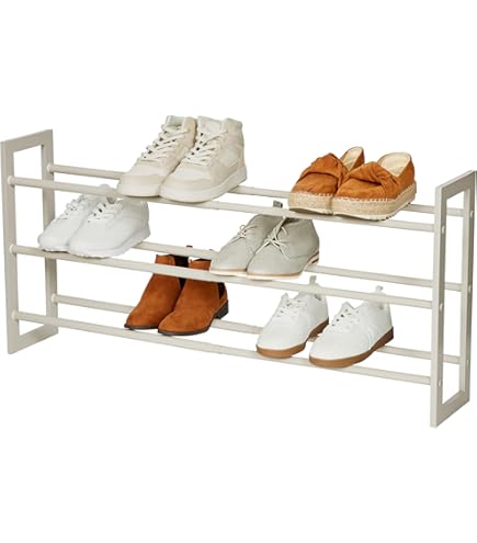 Schoenenrek Met Een Open Schap Voor 10 Paar Schoenen - Uitschuifbaar En Stapelbaar Design In Mat Zwart