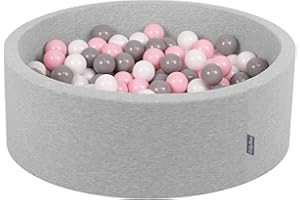 KiddyMoon 90X30cm/300 Bolas ∅ 7Cm Piscina De Bolas para Ninos Hecha En La UE, Gris Clr:Blanco/Gris/Rosa Clr