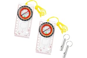 MUALADY Orienteering Compass Navigation, Hiking Compass for Expedition Map Reading, Multifunctional Waterproof Compasses, Pocket Compasses with Emergency Whistle