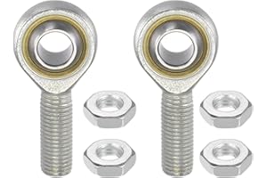 Kozelo 2pcs SA16TK M16 Rod End Joint Bearing - [16mm Bore, M16x2 Male Right Hand Thread] Male Rod End with Jam Nuts, 45# Carbon Steel