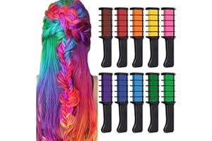 10 Color Temporary Bright Hair Chalk Set, Kalolary Metallic Glitter Hair Chalks Birthday Girls Gift, Hair Chalk Comb Set Washable Color for Kids Hair Dyeing Party, Cosplay, Halloween, Christmas