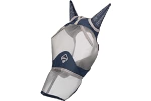 LeMieux Horse Armour Shield Fly Mask in Navy with Soft Bamboo Lining - UV Protective & Breathable Mesh - L