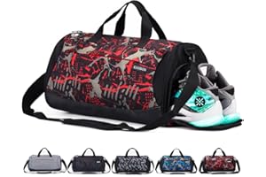 KASIBON Sports Gym Bag with Shoes Compartment and Wet Pocket, Travel Duffle Bag for Men and Women