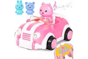 Yellcetoy Jouet Cadeaux pour Filles 2 3 4 5 Ans, Voiture Télécommandée avec Lumières et Musique, 2.4Ghz Voiture Radiocommandée rc Car Toy Rose