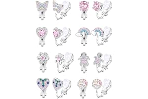 MHDUYEG 8 Paia Orecchini Clip Donna Bambina Ipoallergenico Orecchini Clip Bambina Rosa Orecchini a Clip Donna,Ragazze Anallergici Orecchini Ragazze Bambini Ipoallergenico Orecchini Bimba Anallergici