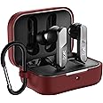 Sounce Earphone Case Cover for Boat Airdopes 800 TWS Soft Silicone Skin Case Cover Shock Absorbing Protective Case with Keychain [Front LED Visible] - Maroon