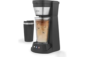Petra 2 en 1 Machine à Glacé – Machine Café espresso frío, Inclus une Tasse de Voyage de 420 ml, un Gobelet de 440 ml avec Paille, Compatible avec le Café Moulu et Dosettes, 700W, PT6214VDE