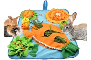 Vehomy Rabbit Feeding Mat with Fixing Handle Pet Rabbits Guinea Pigs Polar Fleece Cuddly Pad Small Animal Interactive Feeding Mat Bed for Rabbits Hamsters Dogs Chinchillas Ferrets