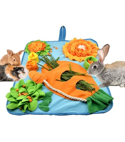 WishLotus Schnüffelmatte Für Kaninchen & Kleintiere - Buntes Futter-Pad Mit Aufhängeseil & Rutschfester Unterseite (30x30 Cm)