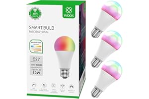 WOOX WiFi Colour Changing Smart Light Bulbs, Works with Amazon Alexa, Tuya and Google Home (E27 3 Pack)