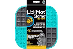 Lickimat Slomo, Dog Slow Feeders Lick Mat, Boredom Anxiety Reducer; Perfect for Food, Treats, Yogurt, or Peanut Butter. Fun Alternative to a Slow Feed Dog Bowl, Turquoise