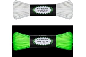 Brotree Paracord Fluoreszierende Leuchtend Im Dunkeln Schnur Seil 4mm Paracord 550 mit 9 Kern für Basteln, Heimwerken, Zelt, Camping
