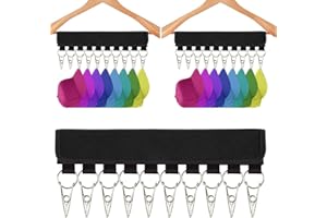 WENTS Kappenhalter 2PCS Hut Organizer Kleiderbügel Kappenorganizer mit 20 Clips tragbare Hutaufbewahrung Aufhänger für Baseballkappen Socken ideal für Reisen 12.6 inch Black